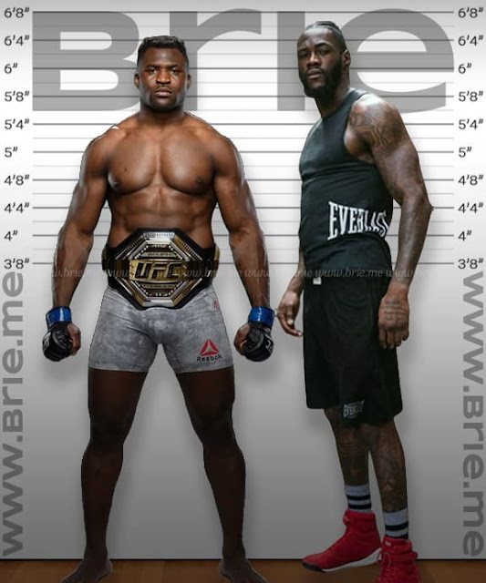Francis Ngannou height comparison with Deontay Wilder