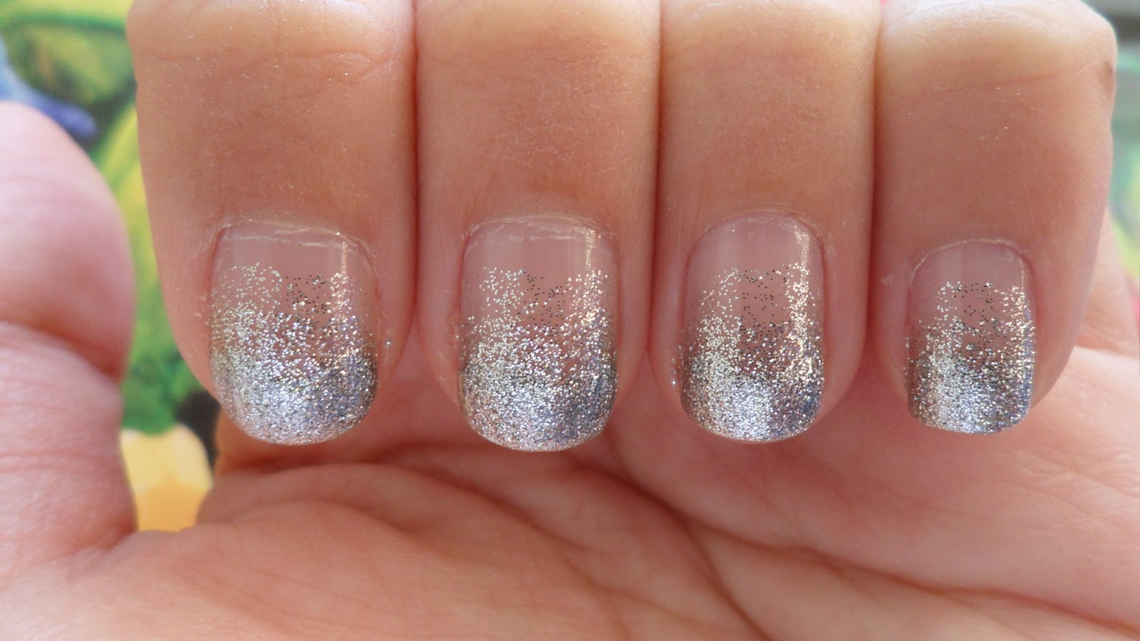 Silver Glitter Gradient Nails