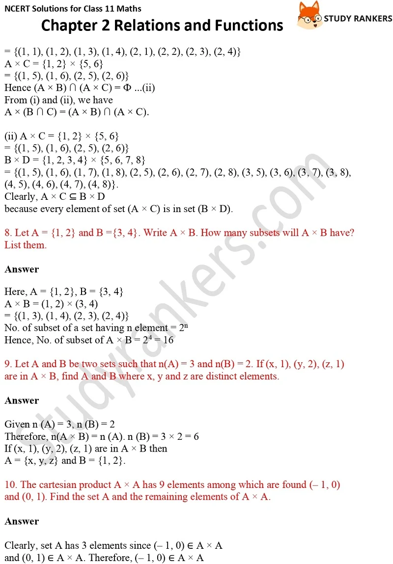 NCERT Solutions for Class 11 Maths Chapter 2 Relations and Functions 3