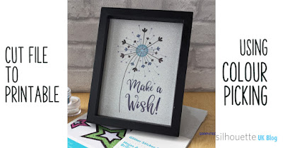 Transform the Make A Wish dandelion cut file by Sarah Hurley into a glittery printable using Silhouette Printable Sticker Paper. Tutorial by Janet Packer, aka Crafting Quine http://craftingquine.blogspot.co.uk #MakeAWish #Silhouettefile #SilhouetteStudio #Silhouette #dandelioncutfile #dandelionprintable #dandelion #tutorials #glitterpaper  