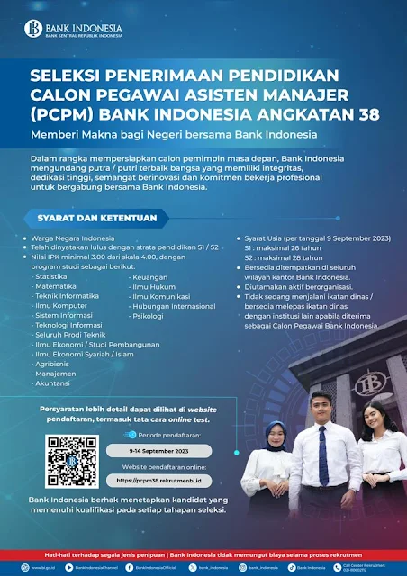 Seleksi Penerimaan Calon Pegawai Bank Indonesia PCPM-BI Angkatan 38