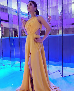 Mehreen Pirzada in Yellow Dress for Zee Apsara Awards 2
