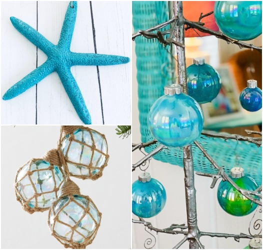 Blue Ornaments for a Coastal Christmas