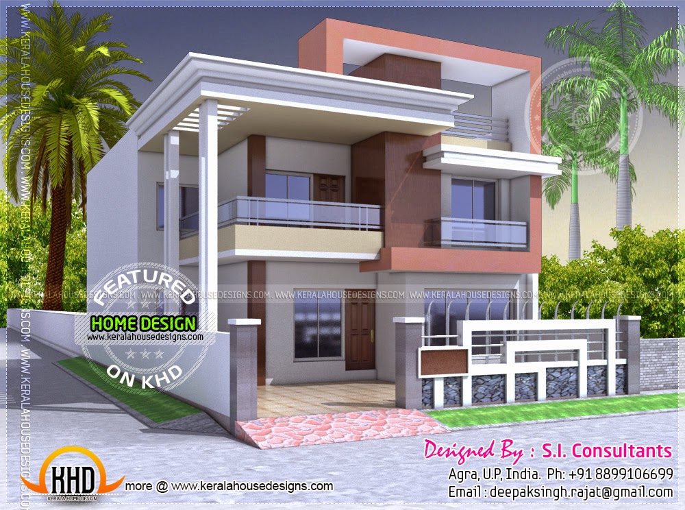 North Indian style flat roof house with floor plan  Kerala home design and floor plans