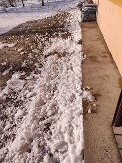 Snow that crashed down from the roof