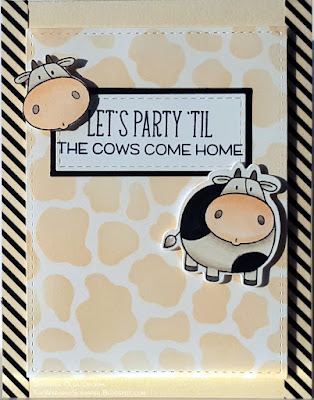 Handmade birthday card using MFTWSC296 sketch with cow images from The Whole Herd stamps