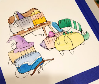 An in-progress image of the watercolor stage of an illustration from "Counting Toasters 1 to 10."