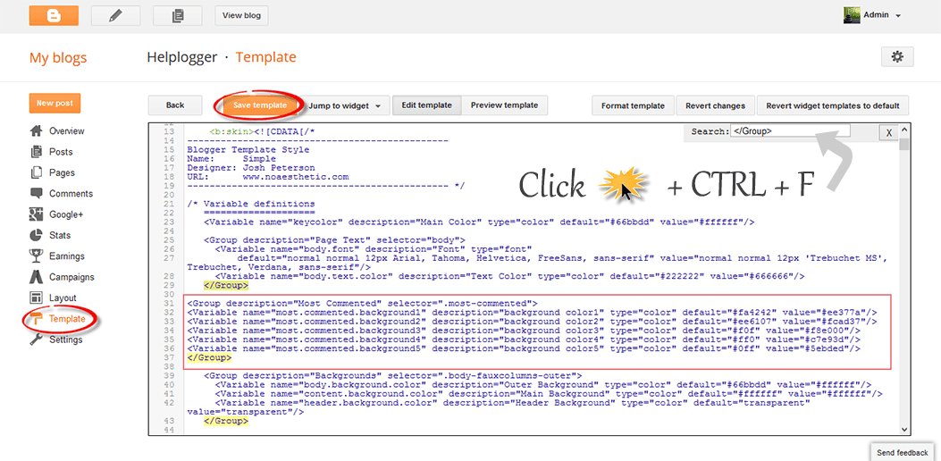 add code to blogger html