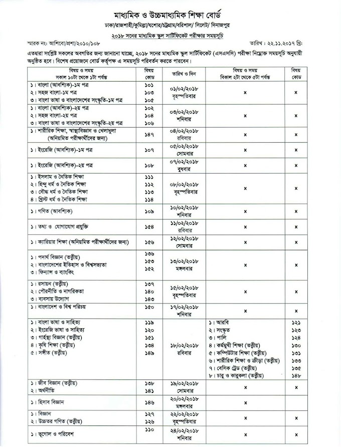 SSC Exam Routine 2018 (Full HD)