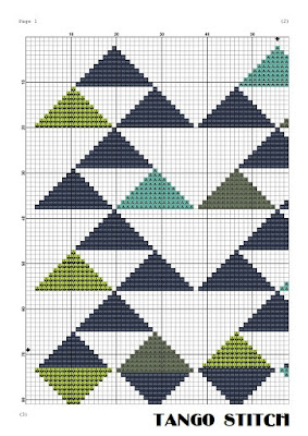 Triangles geometric cross stitch pattern - Tango Stitch