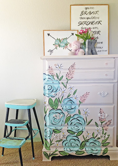 Dresser Makeover | Tones for Tots | Fusion Paint | Floral Dresser After