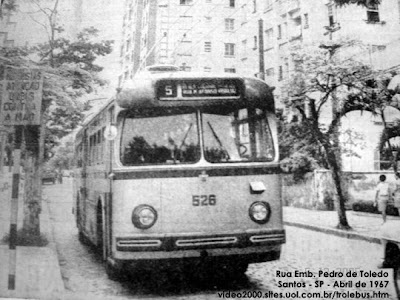 A Tribuna de Santos - abril de 1967 em foto retirada do site Trolebus de Santos