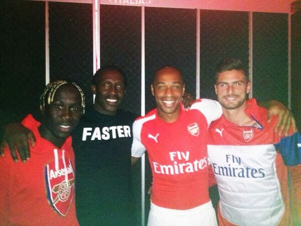 Thierry Henry, Giroud, Sagna wearing next season’s Arsenal Puma kit