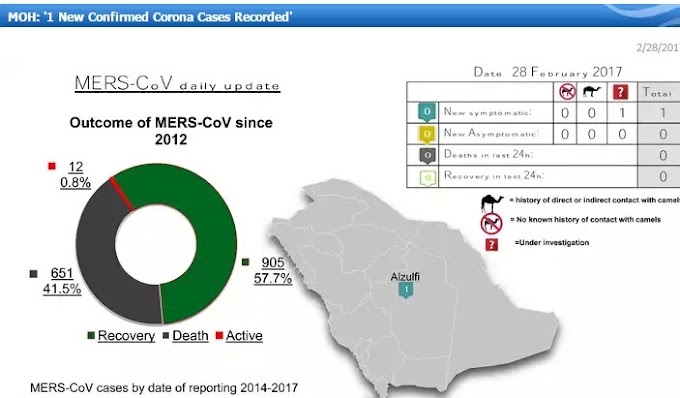  Arábia Saudita relata MERS-CoV em garota adolescente