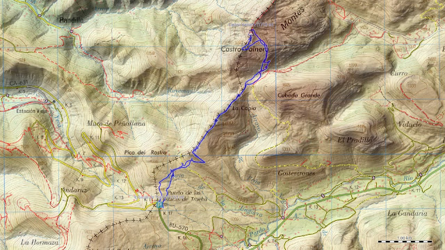 Mapa Ruta Castro Valnera por Estacas de Trueba