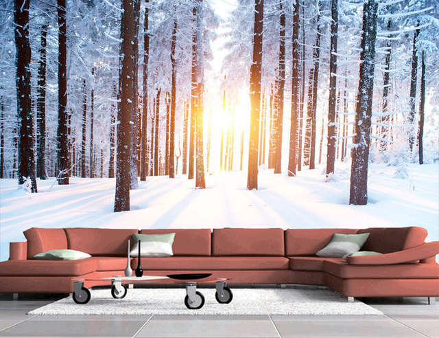 Wall Mural Ideas for Living Room Snow Forest Landscape