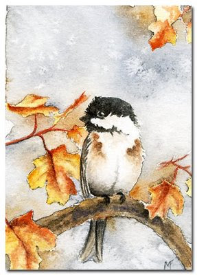 chickadee watercolour painting