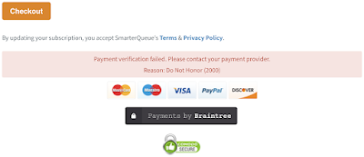 This payment method has been declined