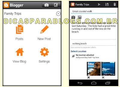 Aplicativo Blogger para Android e iOS