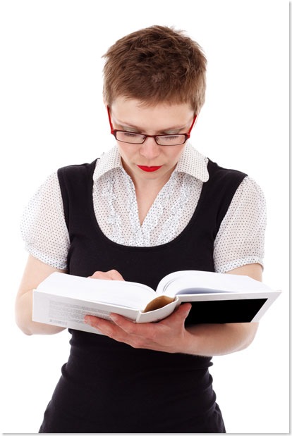 woman reading book