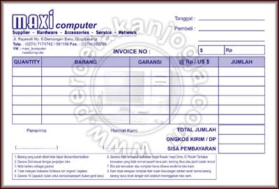 Cetak Nota Murah: Contoh nota 1/4 folio landscape