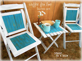 White and Teal Bistro Set from http://deniseonawhim.blogspot.com