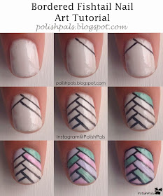 Bordered Pastel Fishtail Nail Art Tutorial