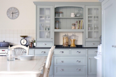 Farrow and Ball Light Blue painted kitchen