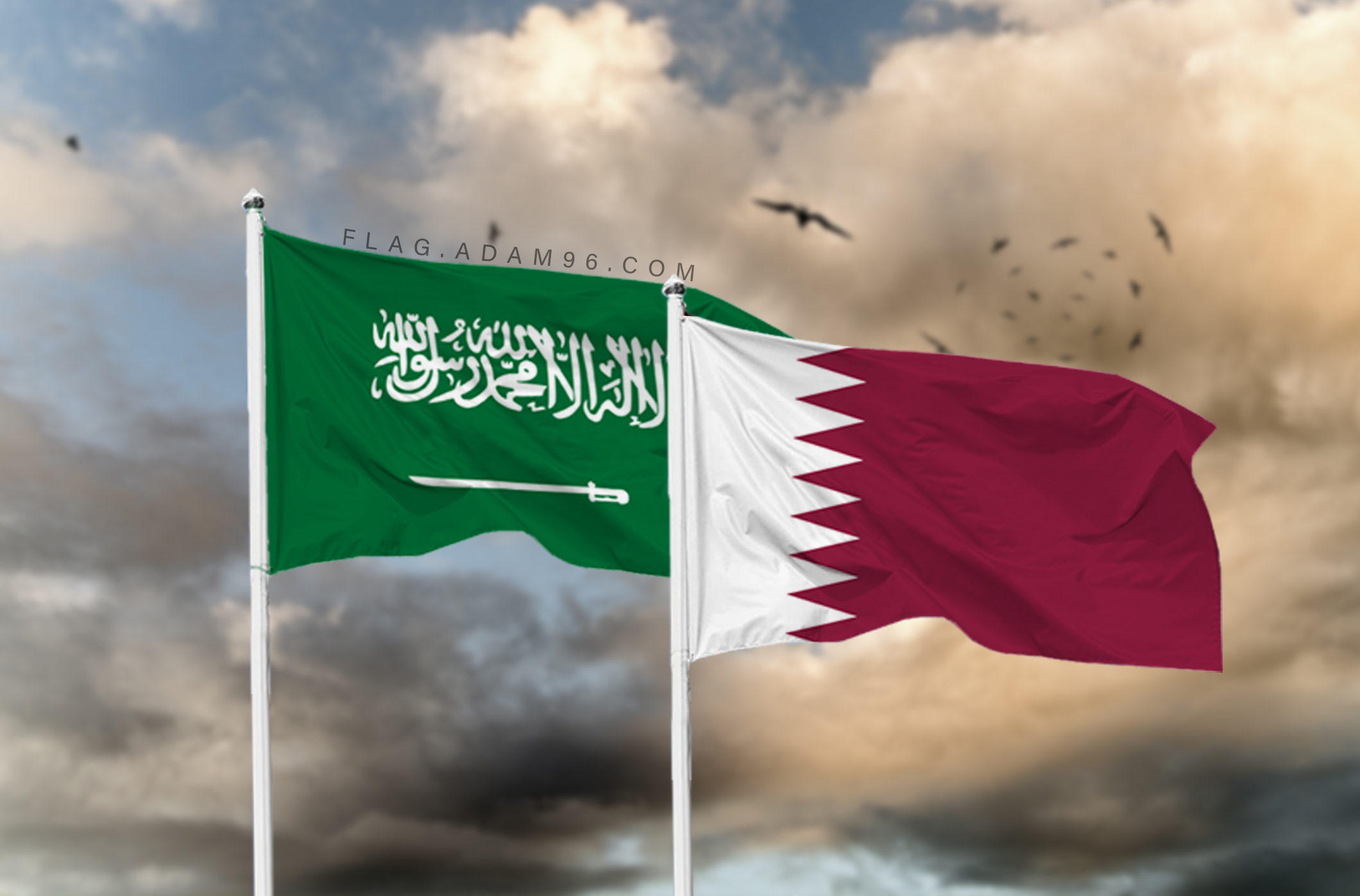 تحميل علم قطر والسعودية خلفية اعلام العالم بدقة عالية Qatar and Saudi Arabia