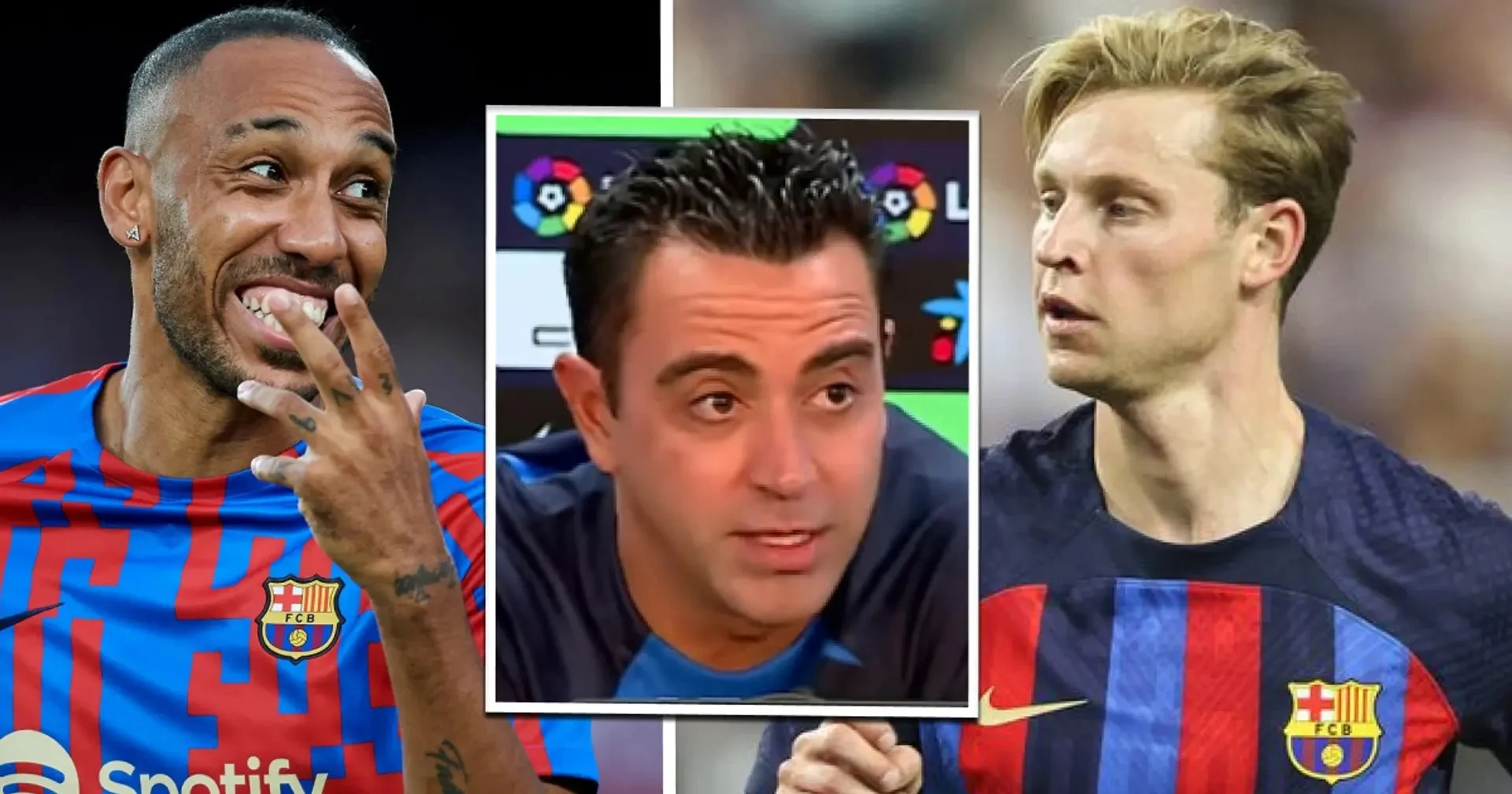 Xavi gives honest answer on Barca selling Aubameyang and De Jong this summer.