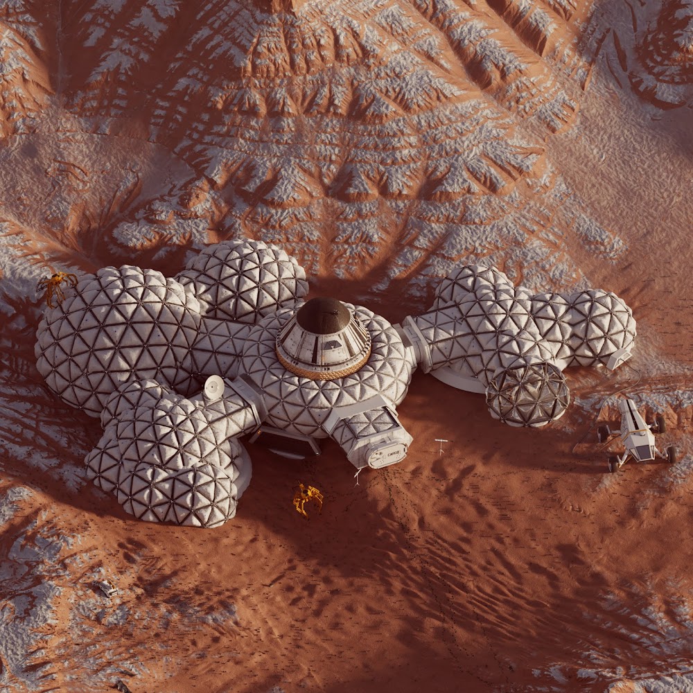 Mars base by Wojciech Fikus for Marsception 2018 competition - top view