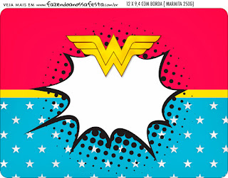 Wonder Woman Afro Free Printable Invitations and Candy Bar Labels. 