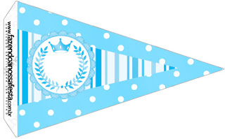 Light Blue Crown in Stripes and Polka Dots  Free Party Printables for a Quinceanera Party.
