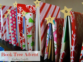 http://www.readingconfetti.com/2012/11/book-tree-advent.html