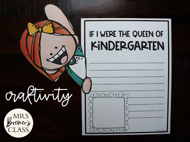 Queen of Kindergarten book activities unit with literacy companion activities and a craftivity for Kindergarten and First Grade
