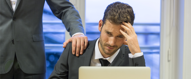 customer service reps comforting sad problematic coworker