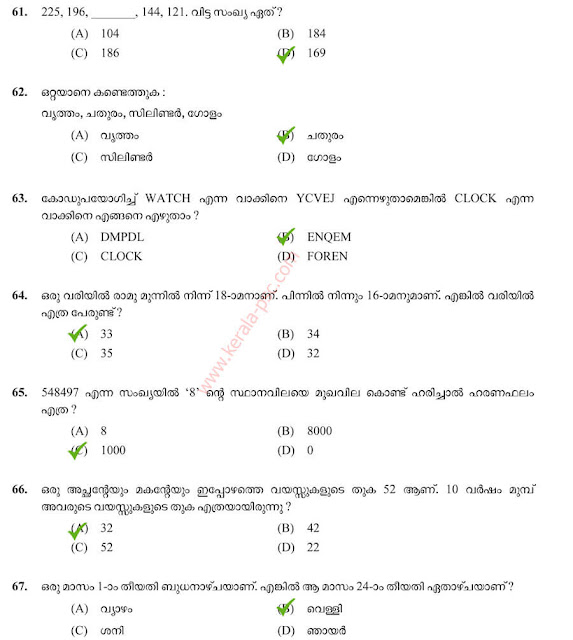 ayah psc question paper