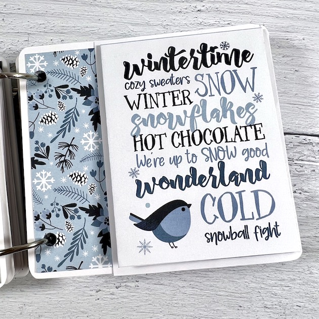 Winter Snow Adorable Scrapbook Page with bird