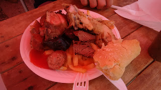 Photo of a plate of meat from the Uruguayan barbeque at the Mijas International Fair