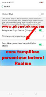 Cara menampilkan persentase baterai Oppo Realme C Cara menampilkan persentase baterai Realme C1