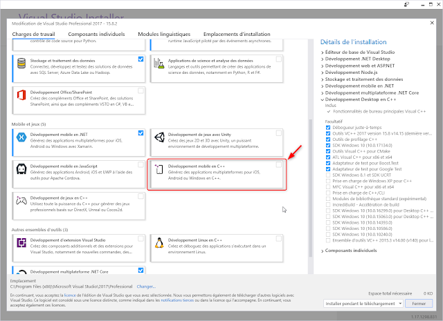 Développement mobile en C++ avec Visual Studio