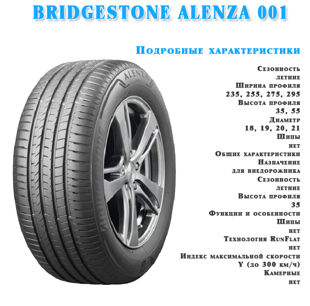 Характеристика шин BRIDGESTONE ALENZA 001