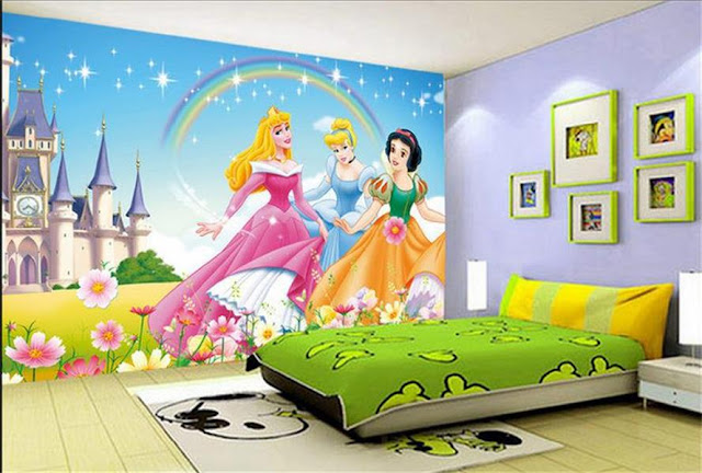 Disney wall mural princess rainbow castle photo wallpaper kids room cartoon girls room