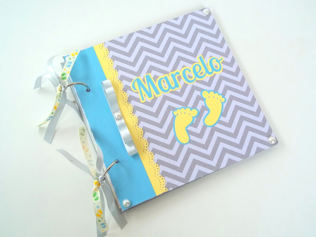 álbum do bebê personalizado scrapbook menino, presente personalizado para bebê