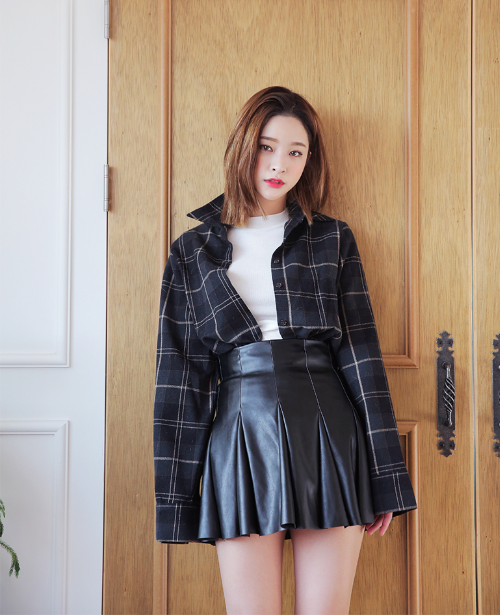 Faux Leather Godet Skirt