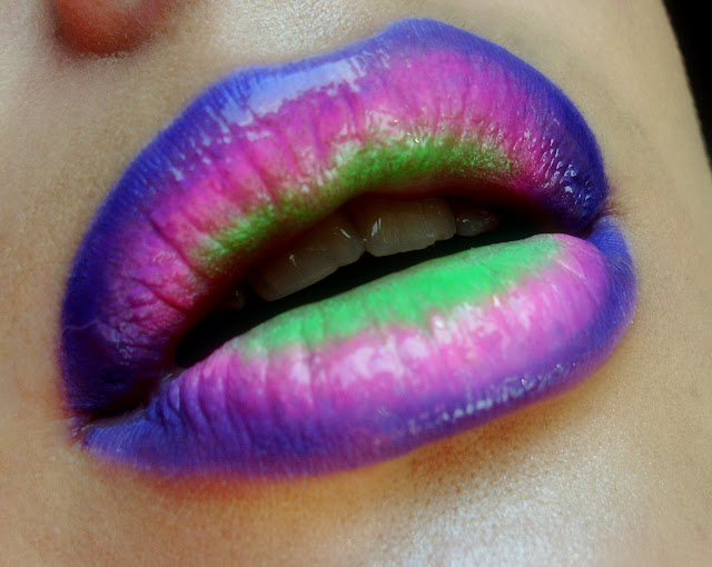 rainbow lips, toxic lips, colorfull lips look, fashion makeup, makeup, wizaż, kolorowe eksperymenty, 