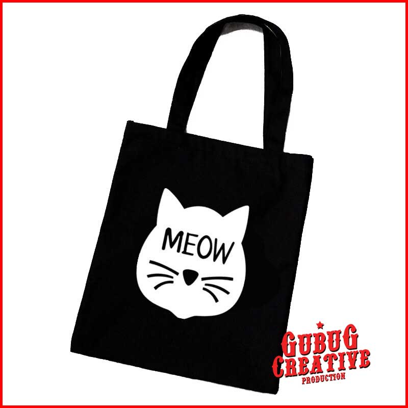 melayani pembelian tas totebag kucing bisa custom dengan desain keinginan dan budget
