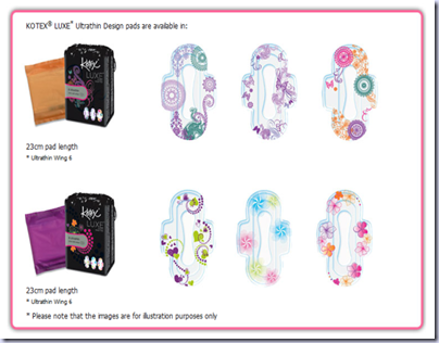 kotex luxe ultrathin design pads, by bitsandtreats