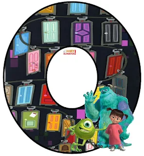 Alfabeto de Mike, Sully y Boo con las Puertas de Monsters S. A. 