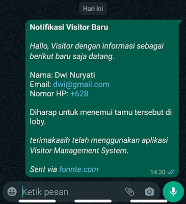 Source Code Sistem Manajemen Visitor Notifikasi Whatsapp